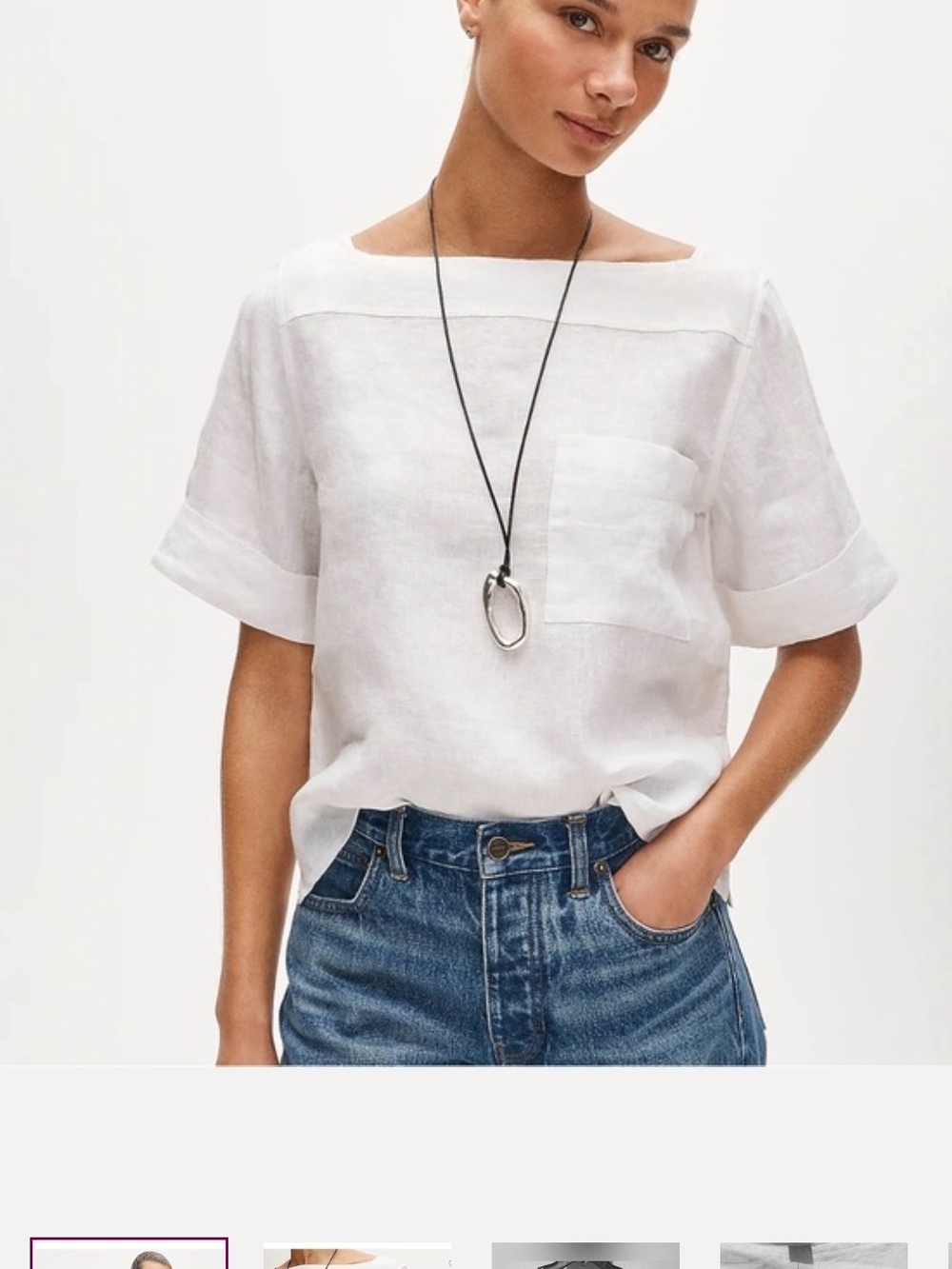 J. Crew 100% Linen White Boat Neck Short Sleeve Pocket Top Women Size 2X New